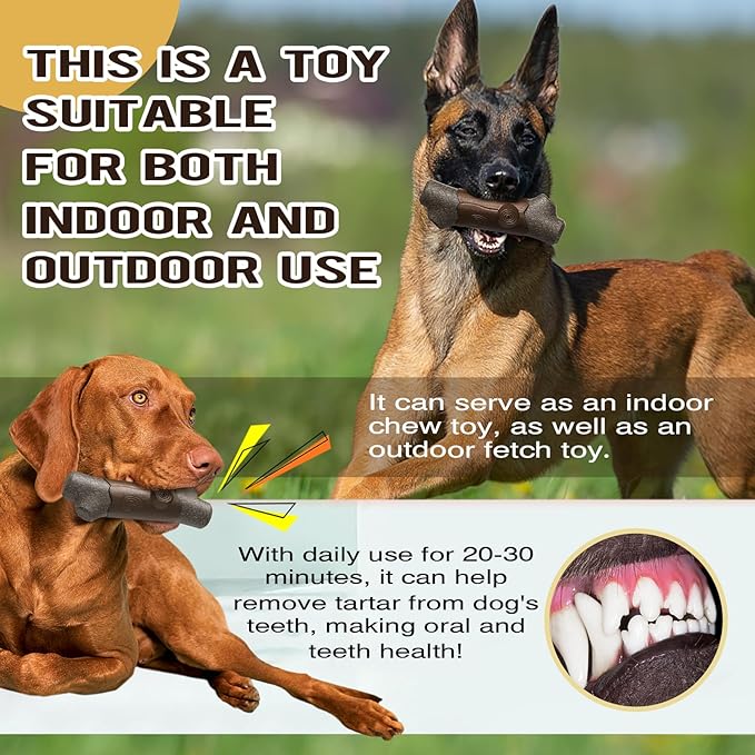 LiuMelinda Dog Chew Toys for Aggressive-Chewers - Indestructible Dog Toy for Aggressive Chewer，Tough Chew Toys for Dogs （Rubber Log-Branches）