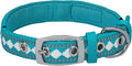 Blueberry Pet Reflective Jacquard Dog Collar with Neoprene Padding & Metal Buckle | Soft & Adjustable Safety Collar - Peacock, Neck 9-12.5", for Small Breed