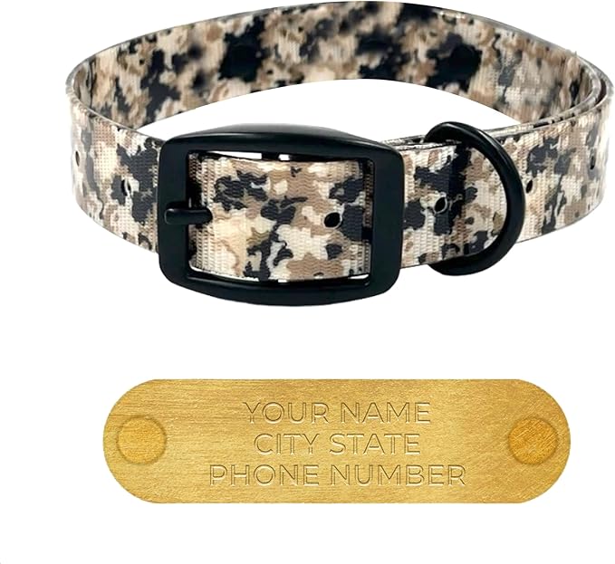 Regal Dog Products Small Camo Hunting Dog Collar with Custom Engraved Name Plate and Black Hardware | Waterproof Personalized Dog Collars for Small Dog & Puppy | Other Sizes for Medium & Large Dogs