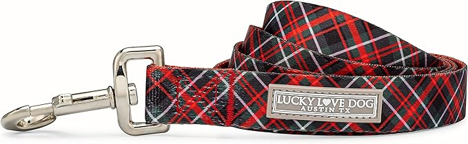 Lucky Love Dog Beautiful Evergreen Leash - Vivid Berry Plaid for Boy and Girl Dogs (Small, Heywood)