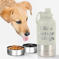 TEEAMORE Life is Better With Dogs Water Tumbler with Bowls Personalized Stainless Steel Travel Bottle White
