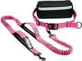 Hands Free Dog Leash with Waist Belt – No-Pull Bungee, Dual Padded Handles & Zipper Pouch for Running, Walking & Training – Adjustable Waist Leash for Large & Medium Dogs