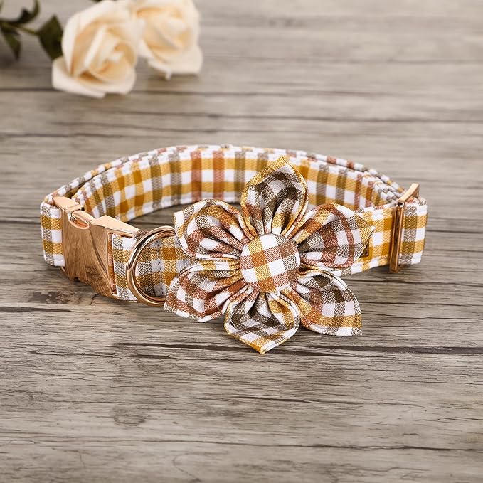 Elegant little tail Flower Dog Collar for Female or Male Dogs, Fall Pet Collar Adjustable Dog Collars with Flower Gift for Medium Dogs