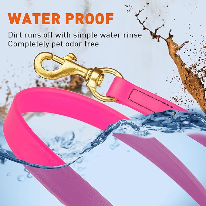 Viper Biothane K9 Working Dog Leash Waterproof Lead for Tracking Training Schutzhund Odor-Proof Long Line with Solid Brass Snap for Puppy Medium and Large Dogs, 15ft Passionfruit Pink
