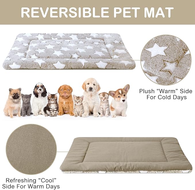 VitalCozy 4 Pcs Dog Crate Pads, Ultra Soft Warm Washable Anti-Slip Kennel Bed Mat for Pets, Reversible, Replaceable, Cozy Cage Liner for Small Medium Large Dogs and Cats(18 x 24 x 1.6 Inch,Apricot)