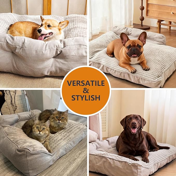 Dog Beds for Small Dogs, Puppy & Cat Bed, Warm & Cozy Calming Bed with Reasonable Curves, Extra Thick Soft Fluffy Comfortable Crate Pad with Sides, Machine Washable & All-Season Use, Non-Slip Bottom