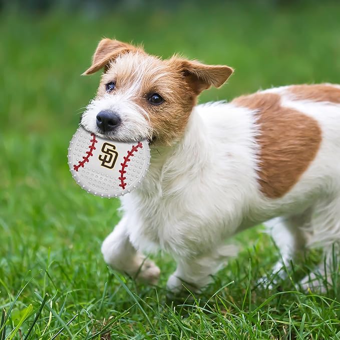 Pets First MLB SAN Diego Padres Hard-Nylon Bacon-Flavored Baseball Chew Toy, Indestructible Dog and Cat Chewy Toy, Tug, Fetch Toy, Sporty Fun Toy for Dogs