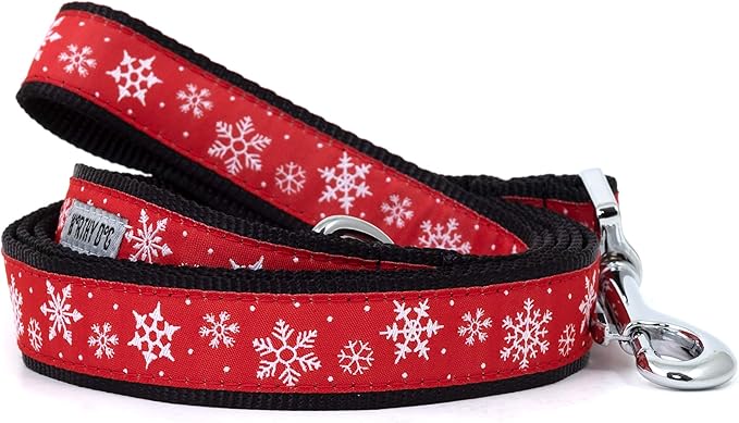THE WORTHY DOG Adjustable Holiday Dog Collar for Large Dogs, Durable Nylon Webbing, Quick Release Buckle, Let It Snow Christmas Pattern, Red, X-Large