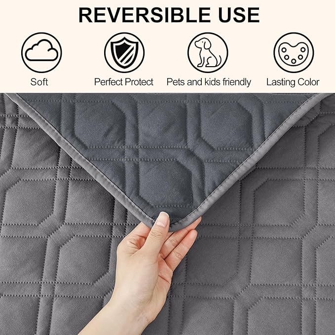 Smiry Waterproof Dog Blanket, 68x82 Inch Soft Pet Bed Cover Reversible, Washable Sofa Couch Furniture Protector for Small Medium Large Dog Puppy Cat, Geometric, Grey/Dark Grey