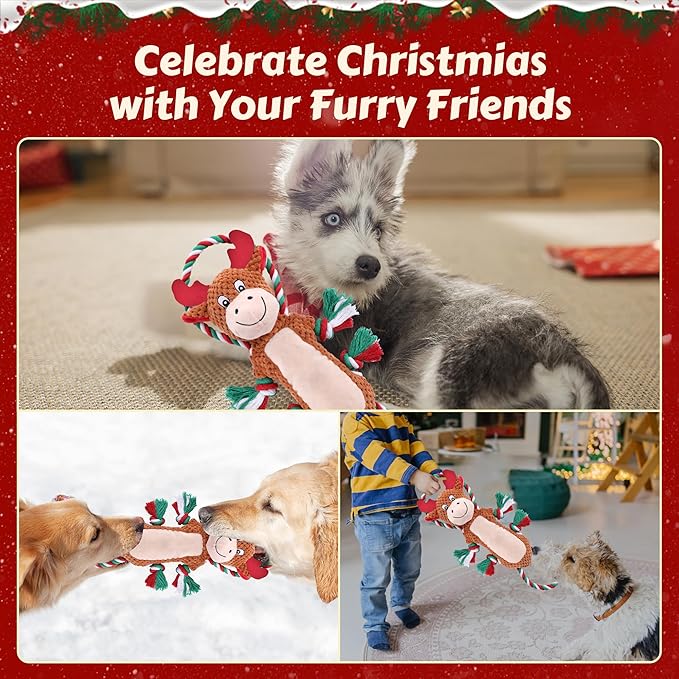 Newget Dog Toys with Squeaker, Plush Stuffed Animals Toys for Aggressive Chewers, Cute Squeak Toys for Large Medium Small Dogs, Interactive Dog Chew Toys, Durable Plush Dog Toys for Puppy Teething
