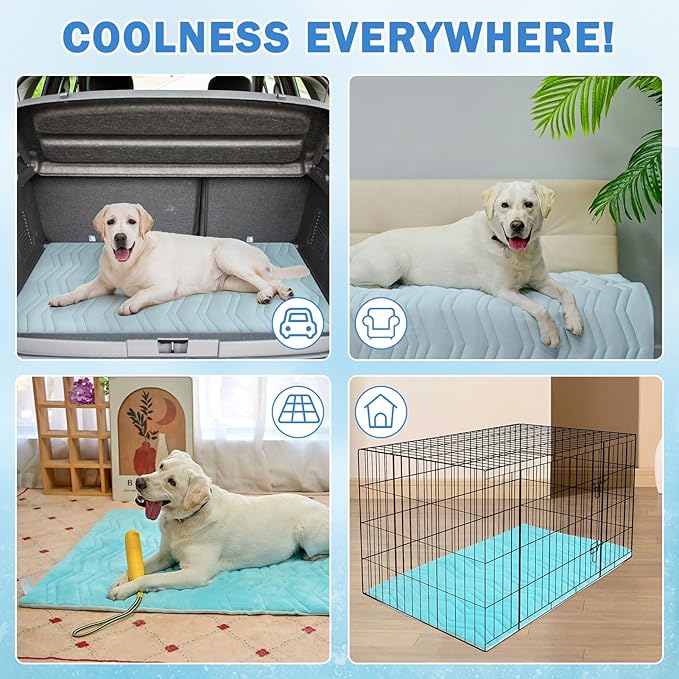 SCENEREAL Dog Cooling Mat for Crate, Thicken Self-Cooling Dog Pad Reversible (Cool & Warm), 59"x40" Extra Large Pet Cool Bed Use in Kennel Sofa, Machine Washable, Durable Non-Toxic Gel, Outdoor