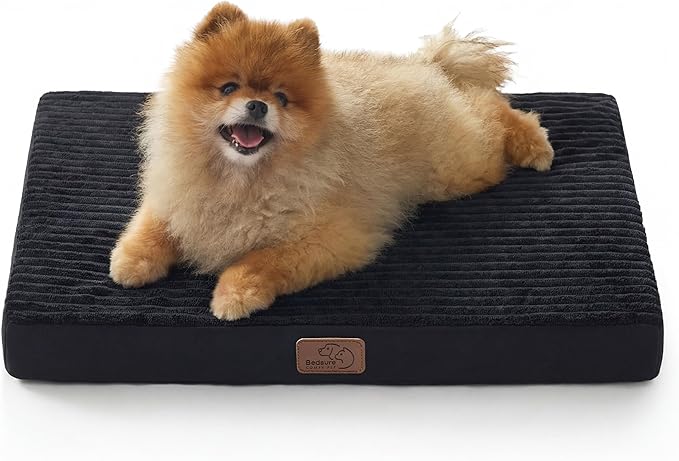 Bedsure ComfyFleece Dog Bed for Small Dogs - Orthopedic Pet Beds with Removable Washable Cover, NOT Waterproof Egg Crate Foam Puppy Mat, Suitable for Pet Up to 20 lbs, 23"x17"x2.8", NOT for Chewers