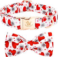 Elegant little tail Valentine's Dog Collar, Cute Pink Heart Pet Collars Soft Dog Puppy Collar Female or Male Adjustable Cotton Pet Collars with Bow for Small Medium Large Dogs