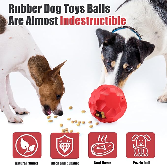 Treat Dispensing Dog Toys for Aggressive Chewers Large Breed, Rubber Balls for Dogs, Interactive Dog Toys for Boredom to Keep Them Busy, Dog Treat Toy Ball