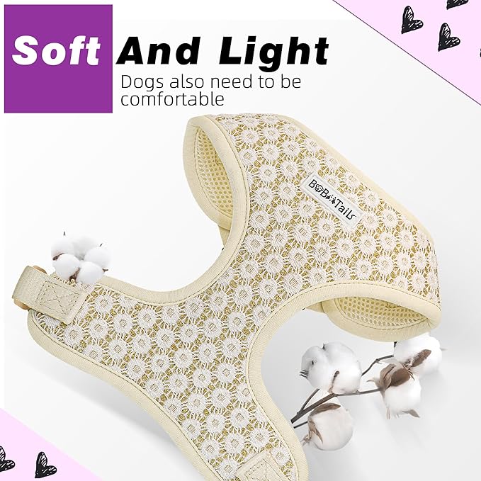 No Pull Dog Vest Harness for Small&Medium Dogs, Side Clip Adjustable Pet Vest, Soft Breathable, Fashion Dog Harnesses for Walking, Running, Shopping (Gold, L)