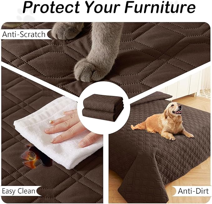hyha Waterproof Dog Bed Blanket, Soft Pet Blankets, Waterproof Couch Cover for Dogs, Reversible Sofa Covers Washable for Furniture (40x70 Inch, Chocolate/Chocolate)