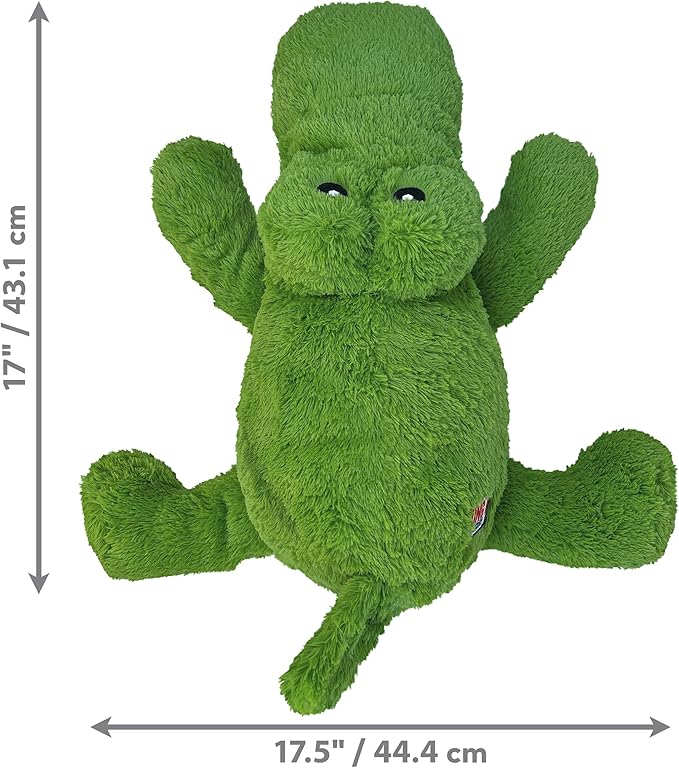 KONG XL 2 Pack - Soft Plush Dog Toy for Large Breeds - Durable, Cuddly & Squeaky - Perfect for Play & Comfort (Alligator/Hippo)