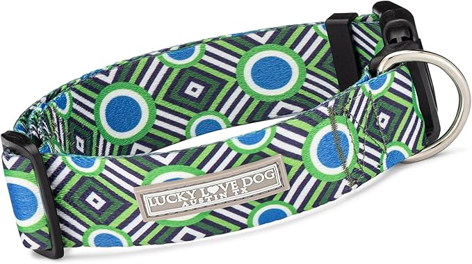 Lucky Love Dog Wide Dog Collar - Adjustable, Durable, Soft Webbing, & Comfortable 1.5 inch Wide Collar for Dogs Male and Female with Strong Buckle - Leo, Large