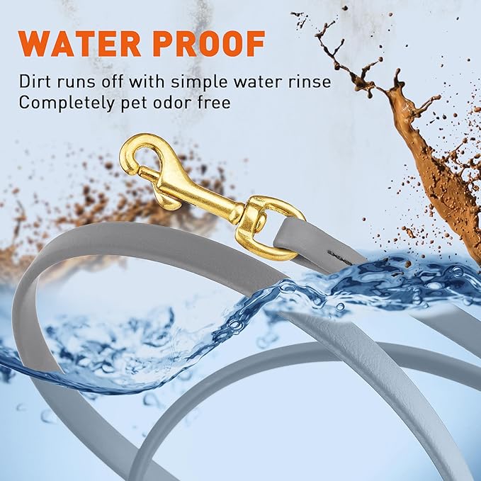 Viper K9 Biothane Working Dog Leash Waterproof Lead for Tracking Training Schutzhund Dog Sport & Search - Odor-Proof Long Line with Solid Brass Snap for Puppy Medium Large 1/2" x 20ft Battleship Gray