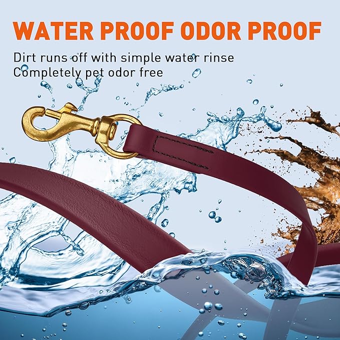 Viper K9 Biothane Working Dog Leash Waterproof Lead for Tracking Training Schutzhund Dog Sport & Search - Odor-Proof Long Line with Solid Brass Snap for Puppy Medium Large 5/8" x 20ft Merlot Burgundy