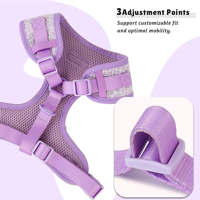 No Pull Dog Vest Harness for Small&Medium Dogs, Side Clip Adjustable Pet Vest, Soft Breathable, Fashion Dog Harnesses for Walking, Running, Shopping (Purple, M)