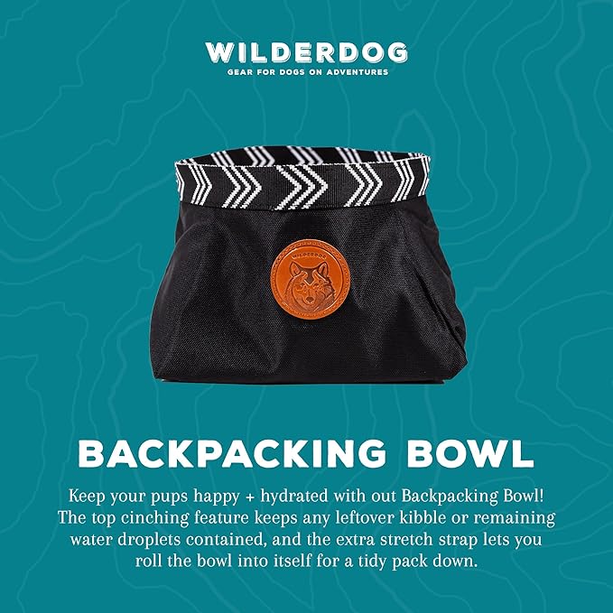 Wilderdog Backpacking Bowl - Holds Food & Water Up to 64oz - Black