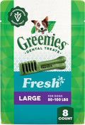 Greenies Dog Treats, Veterinarian-Recommended Natural Dental Dog Treats, Large Size, Mint Flavor, 12 oz. Pack, 8 Count