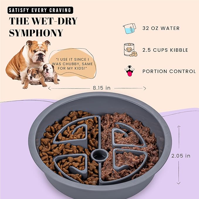 AVERYDAY Slow Feeder Dog Bowls for Large Breeds Fits Raised Feeding Station, Puzzle Dog Food Bowls to Slow Down Eating, Dogs Feeding Bowl with Non-Slip, Slows Feeder Pet Bowl for Wet and Dry Food