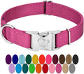 Country Brook Petz - Premium Nylon Dog Collar with Metal Buckle for Small Medium Large Breeds - 10+ Warm Colors (Small, 3/4 Inch, Rose)