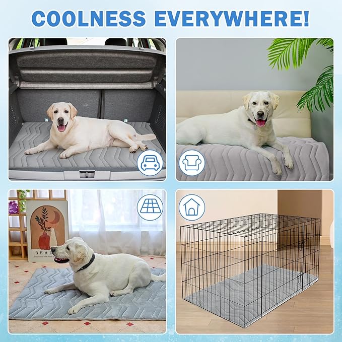 SCENEREAL Dog Cooling Mat for Crate, 36"x23" Self-Cooling Dog Pad Reversible (Cool & Warm), Pet Cool Mat for Small Medium Dogs, Kennel Sofa Mats, Durable Non-Toxic Gel, Machine Washable