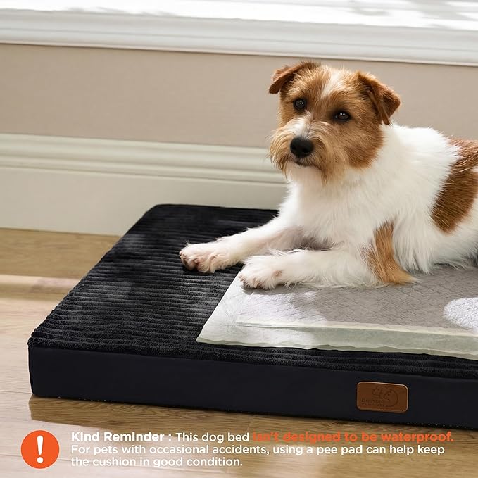Bedsure ComfyFleece Dog Bed Medium Size Dog - Orthopedic Pet Beds with Removable Washable Cover, NOT Waterproof Egg Crate Foam Puppy Mat, Suitable for Pet Up to 35 lbs, 29"x18"x2.8", NOT for Chewers