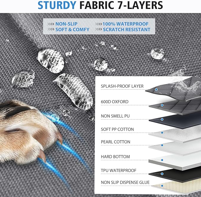 Back Seat Extender for Dogs, Hard Bottom Dog Car Seat Cover for Back Seat, Waterproof Dog Hammock for Car, Durable Platform Pet Rear Seat Travel Bed Protector for Car,SUV, Truck