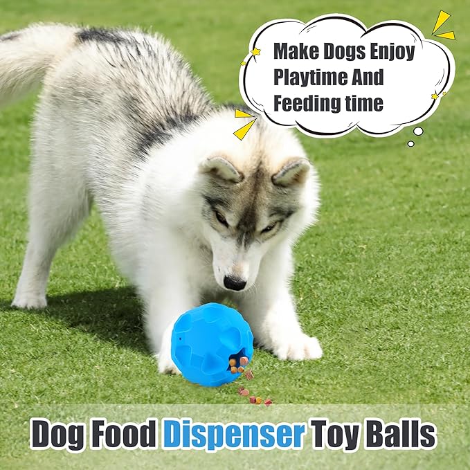 Treat Dispensing Dog Toys for Aggressive Chewers Large Breed, Rubber Balls for Dogs, Cognitive Dog Toys to Keep Them Busy, Dog Treat Toy Ball