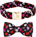 Elegant little tail Valentine's Dog Collar，Cute Heart Dog Collar with Bow for Small Dogs, Female or Male Adjustable Cotton Pet Collar Puppy for Small Medium Large Dogs