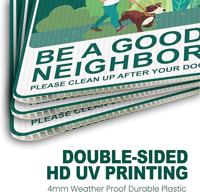 No Pooping Dog Signs for Yard, 2 Pack 2-Sided12"x9" with Metal Stake, Clean Up After Your Dog Signs
