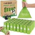 Dog Poop Bags 1140 Count (57 Rolls), Unscented Leak-Proof Waste Bag, 13x9" Green Doggy Poop Bags with Bone-Shaped Dispenser, Extra Thick & Easy Detach