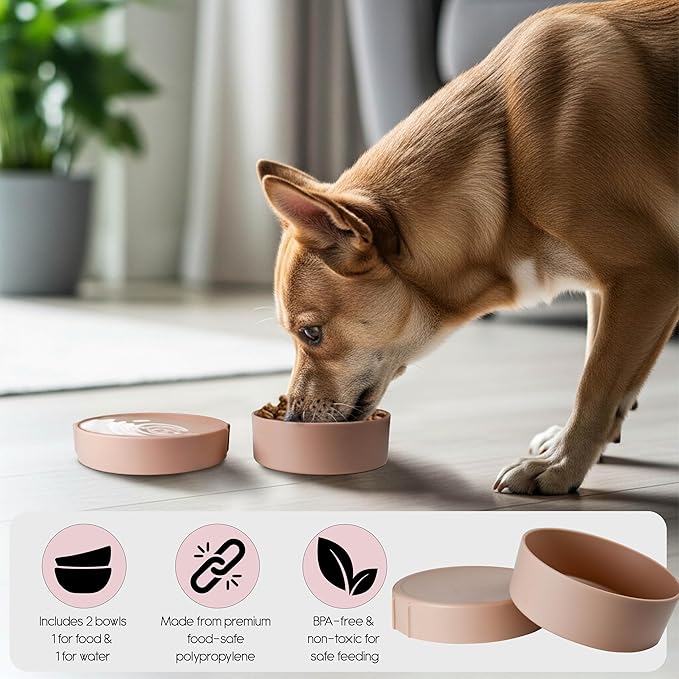 Barkin’ Trails Travel Dog Bowls, Portable Outdoor Water, BPA-Free, Food Grade Plastic Dog Travel Bowl, Camping Essentials & Container (Mocha)
