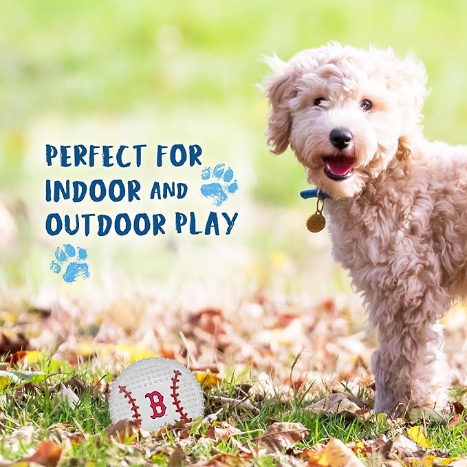Pets First MLB Boston RED SOX Hard-Nylon Bacon-Flavored Baseball Chew Toy, Indestructible Dog and Cat Chewy Toy, Tug, Fetch Toy, Sporty Fun Toy for Dogs