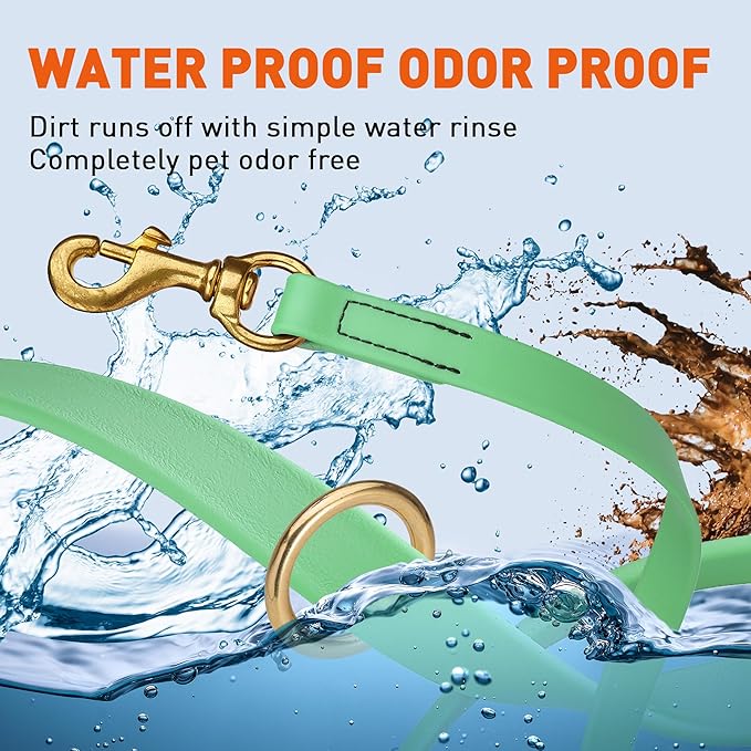 Viper Biothane K9 Working Dog Leash Waterproof Lead for Tracking Training Schutzhund Odor-Proof Long Line with Solid Brass Snap for Puppy Medium and Large Dogs 20in, Sea Foam Green