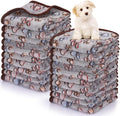 Chumia 40 Pcs Blankets Soft Fluffy Fleece Washable Pet Dog Sleep mat Paw Print Pattern Fleece Blankets for Pets Throw Warm Bed Mat for Dog Puppy Cat(24 x 16 Inch,Black)