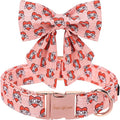 Unique Style Paws Valentiene's Day Dog Collar with Bow Heart Print Cotton Dog Collars Collar for Small Medium Large Dogs New