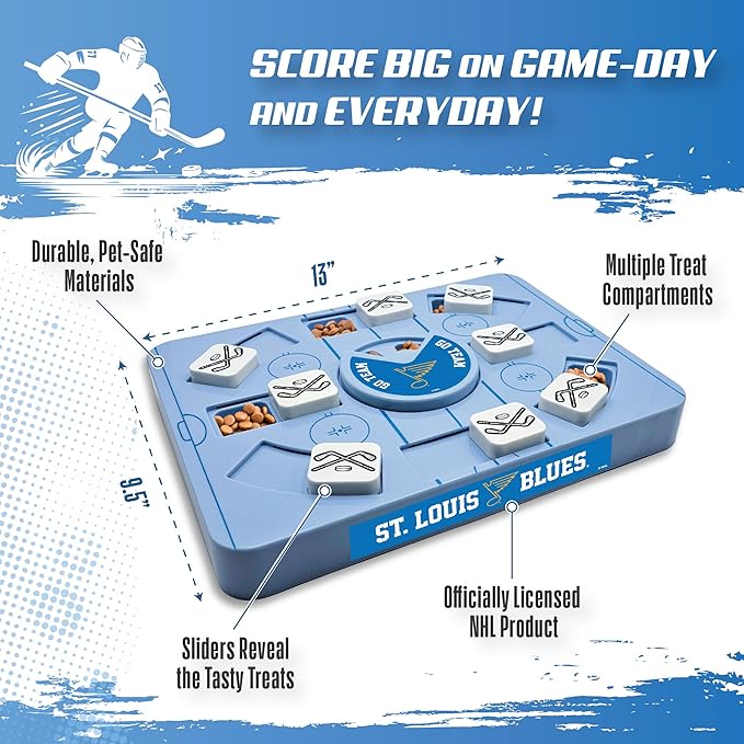 Pets First NHL ST. Louis Blues Large Puzzle Toy, New Size, Interactive Dog Treat & Slow Feeding Toy