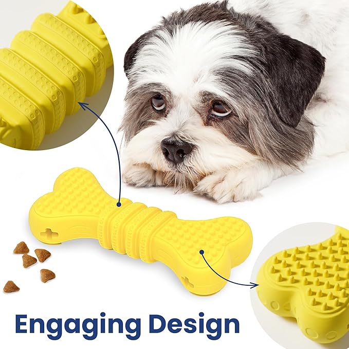 PAWSPIK Treat Dispensing Dog Chew Toy, Interactive Bone Puzzle for Mental Stimulation & Dental Health, Natural Rubber Chew Toy for Small to Medium Dogs