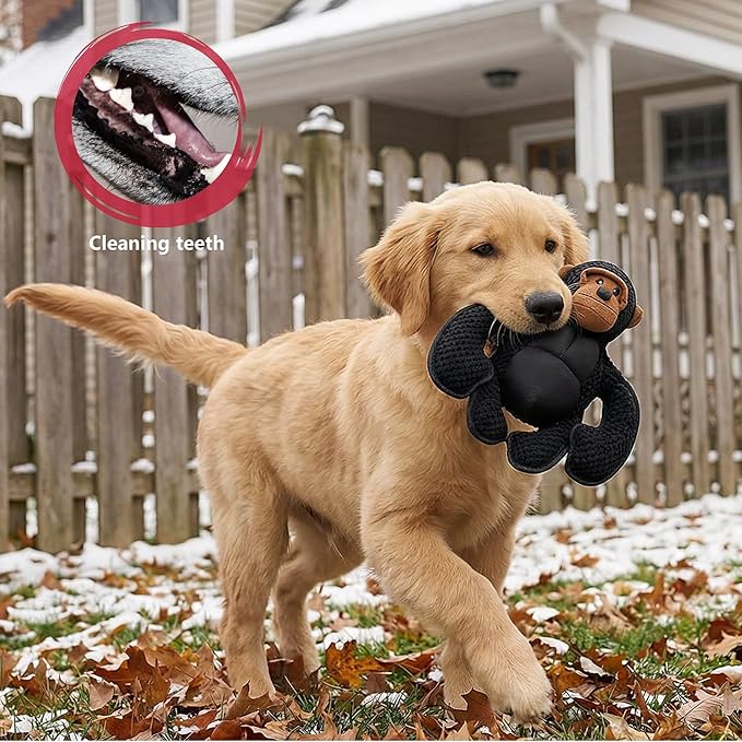 Plush Stuffed Squeaky Dog Toys, Tough Dog Toy Large Breed, Dog Chew Toys for Large Dogs,Chew Dog Toys to Keep Them Busy,11" x 11" Gorilla