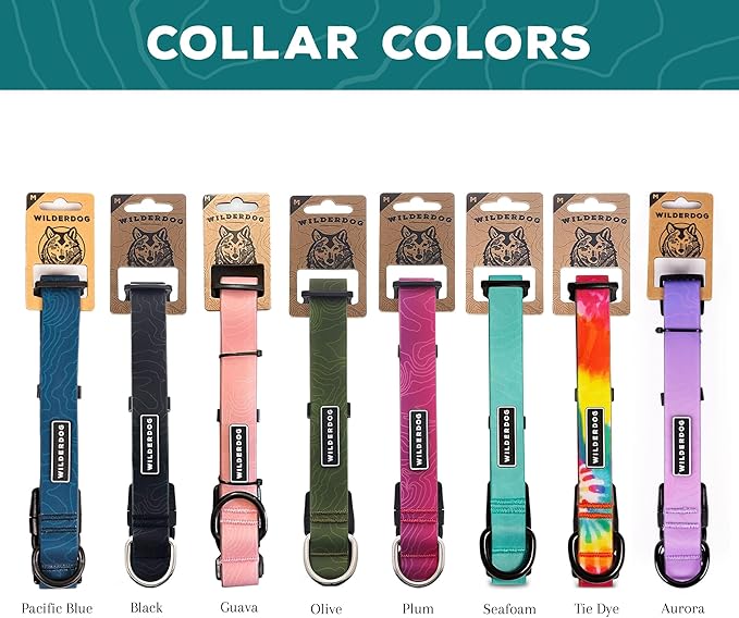 Wilderdog Waterproof Dog Collar - Repels Water & Dirt - Large 17"-24" - Aurora