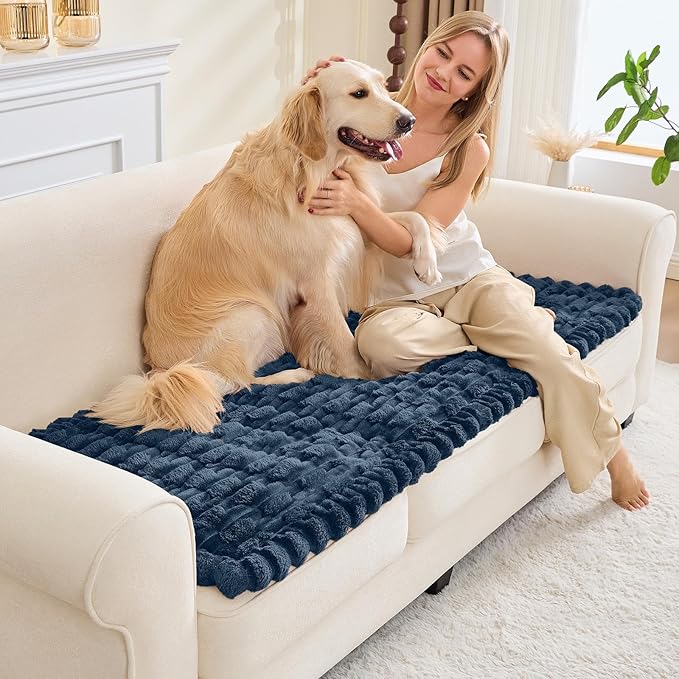 Couch Cover for Dogs, Non Slip Fuzzy Pet Couch Covers for Sofa,Pet Friendly Dog Mat for Couches and Sofas,Thick Soft Sofa Slipcovers Cushion Protector(Berlin Blue, 28" x 83"/70 x 210cm)