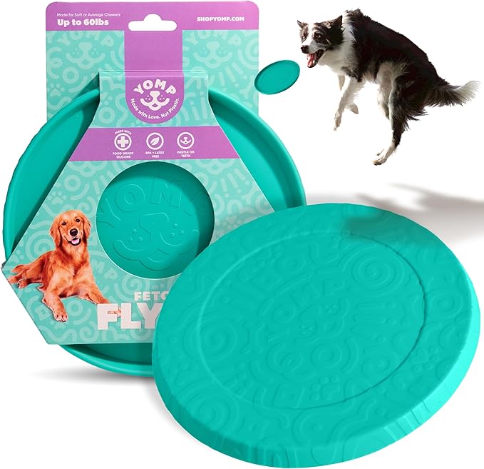 Yomp FetchFlyer Dog Frisbee – Interactive Flying Disc Toy for Soft and Medium Chewers - Outdoor Fetch Toy for Dogs – Made from Pet-Safe, Non-Toxic Silicone