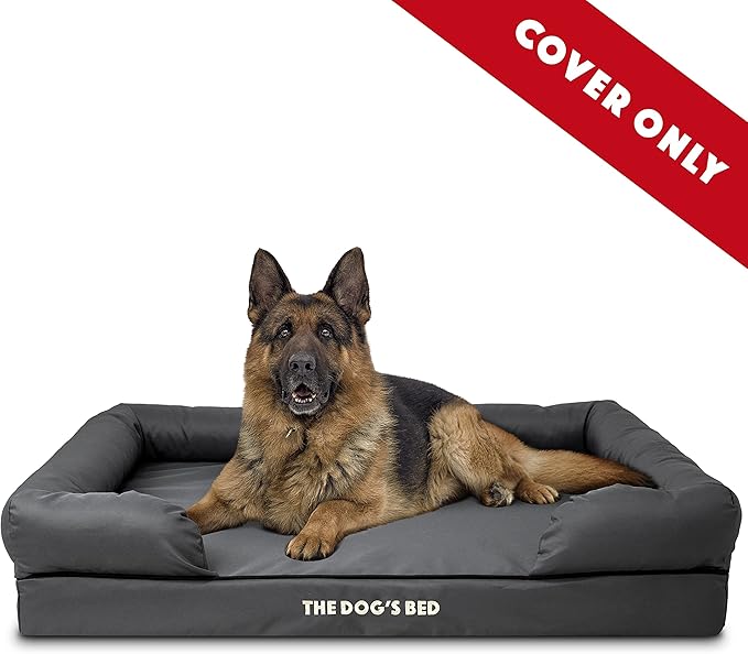 The Dog’s Bed Replacement Outer Cover, Oxford Fabric, Grey with Black Trim, XL