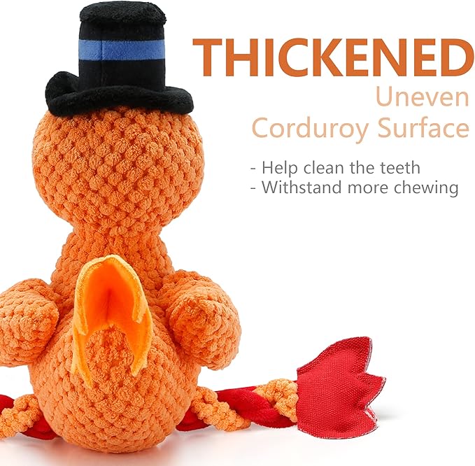 Senneny Thanksgiving Turkey Dog Toy with Squeaker, Turkey Squeaky Toys for Dogs Puppy, Stuffed Dog Plush Toy for Large Medium Small Dogs, Interactive Durable Dog Chew Toys