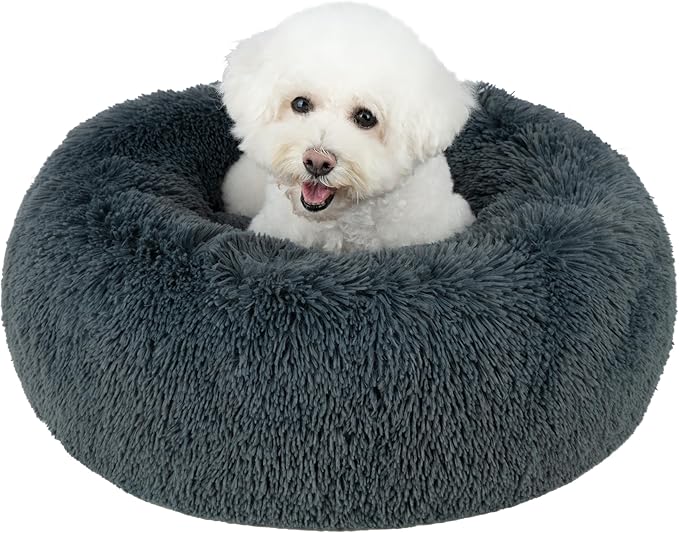 Best Pet Supplies Dog House Bed Crate Mat Tent Indoor Round Soft Plush for Small, Medium, and Large Breeds - Gray, 27 x 27 x 7.5